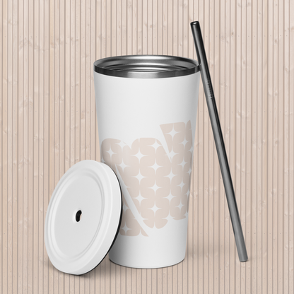 Insulated tumbler with a straw