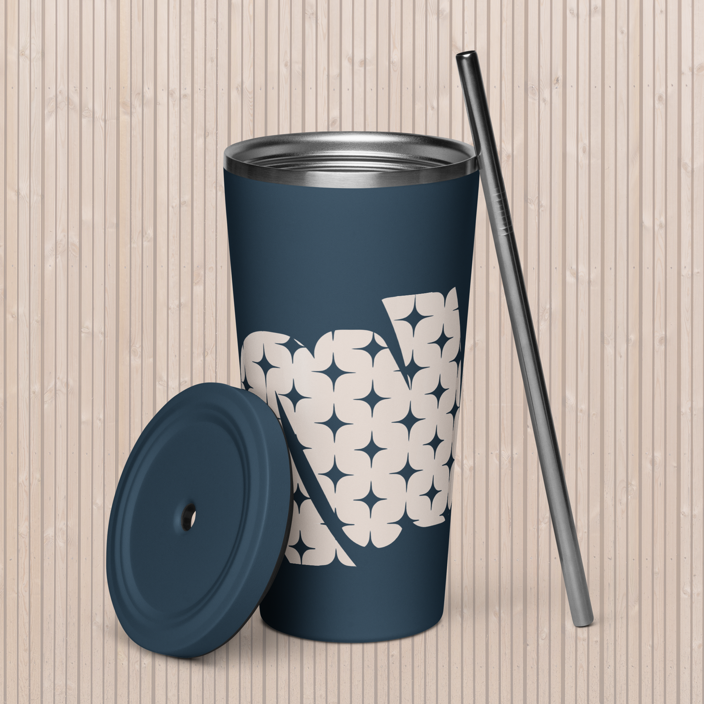 Insulated tumbler with a straw