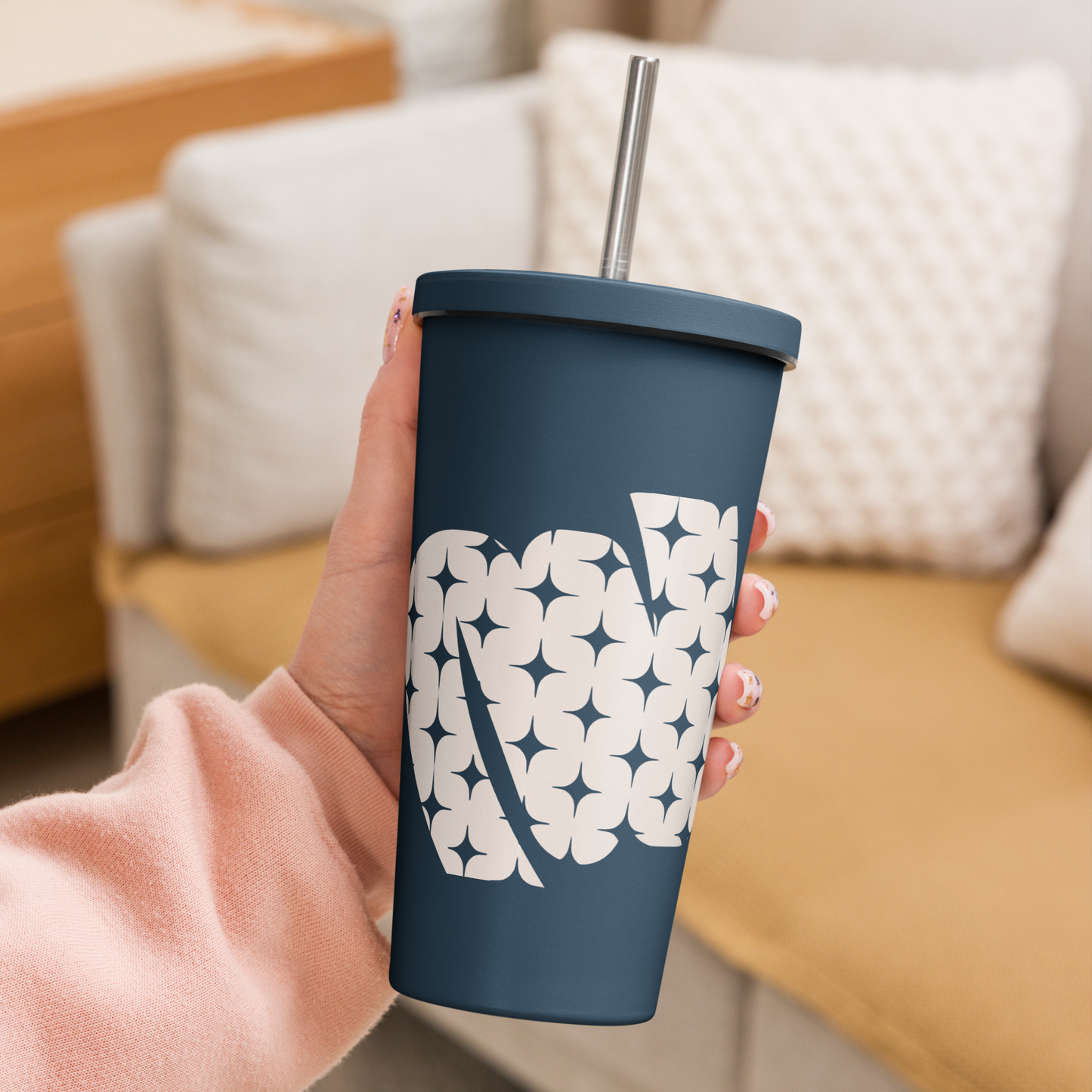 Insulated tumbler with a straw